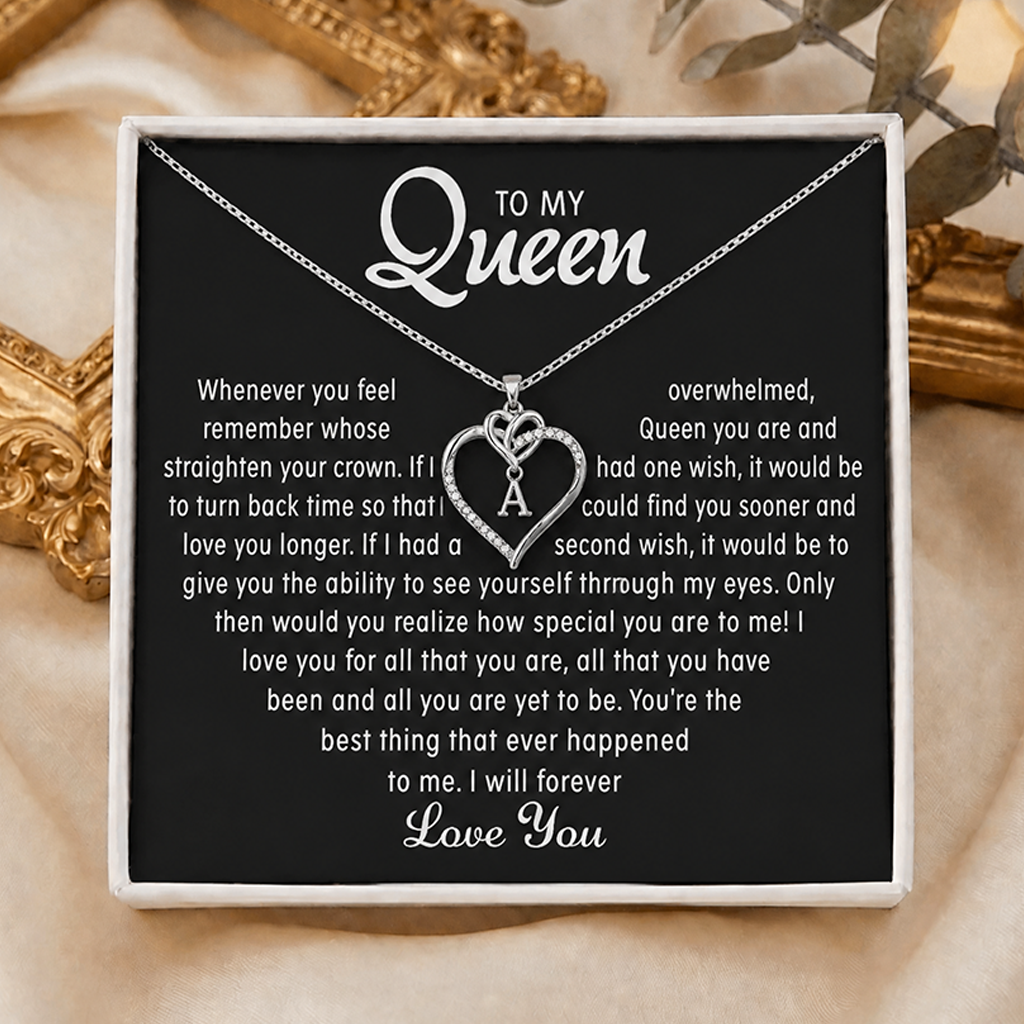To My Queen - Heart Initial Necklaces for your love