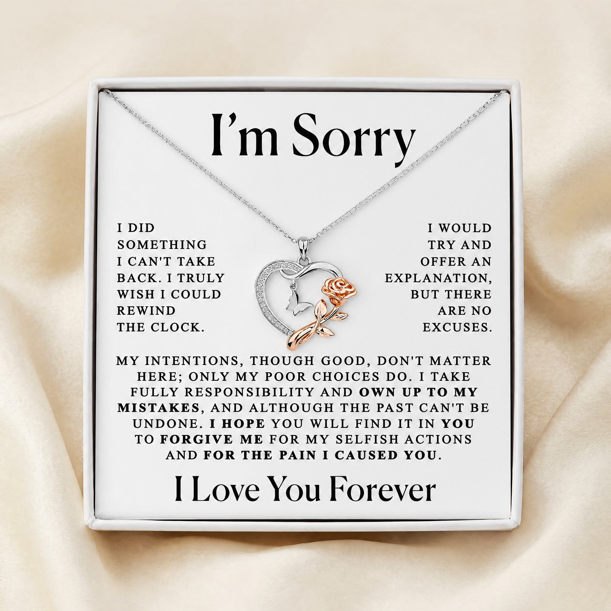 Apology Gift For Her - Rose and Butterfly Necklace