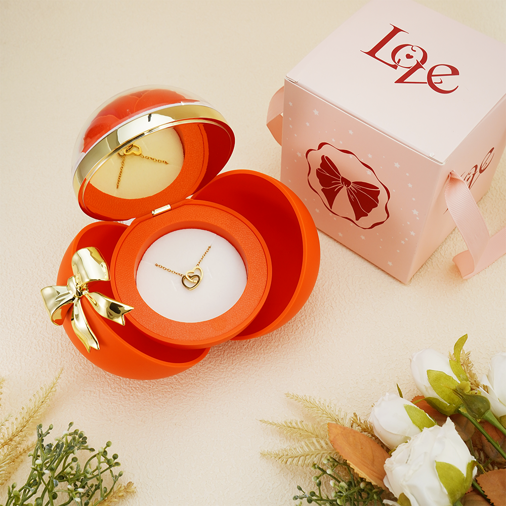 Interlocked hearts necklace - Rose Sphere Box