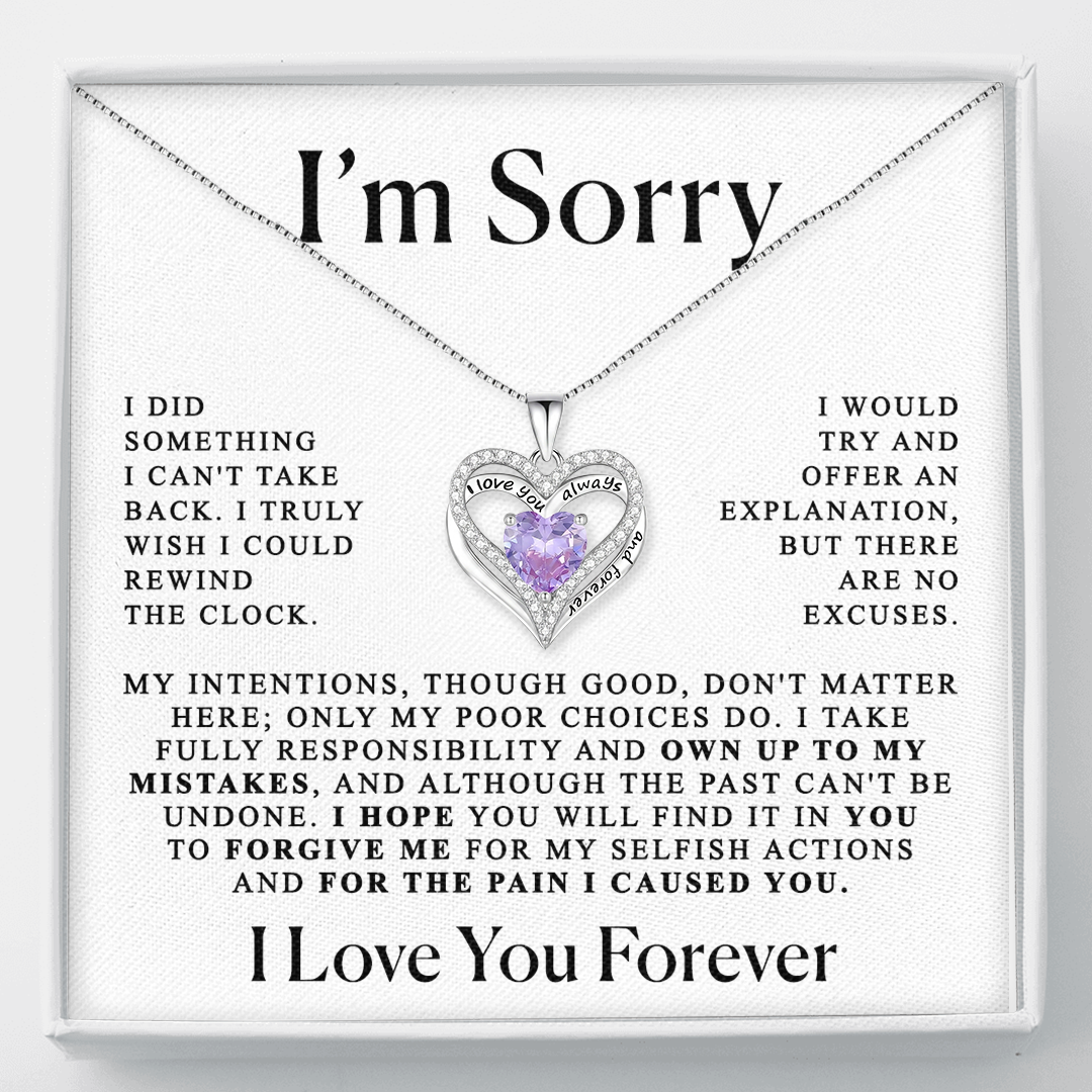 Apology Gift For Her -  Personalized Heart necklace