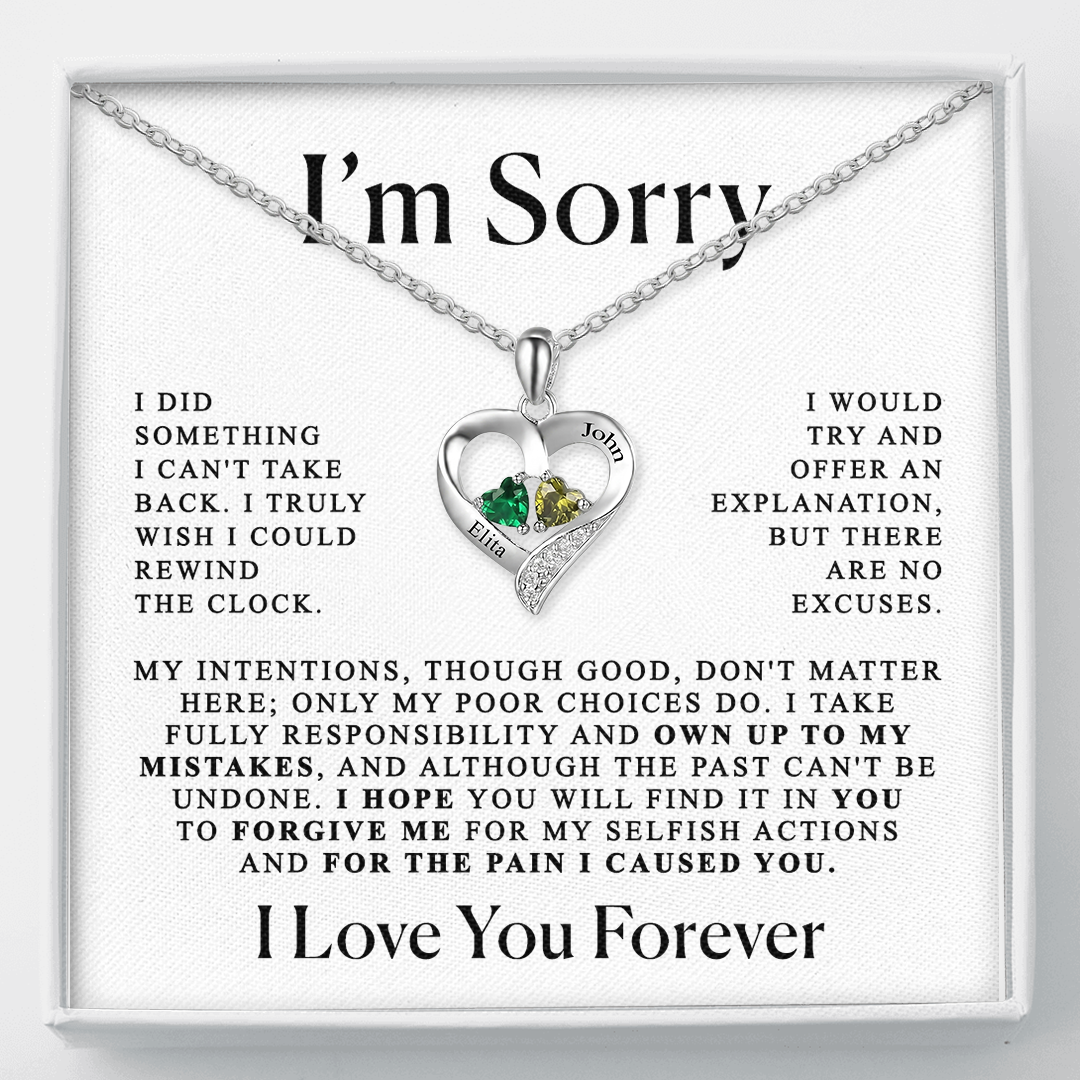 Apology Gift For Her -  Personalized Heart necklace