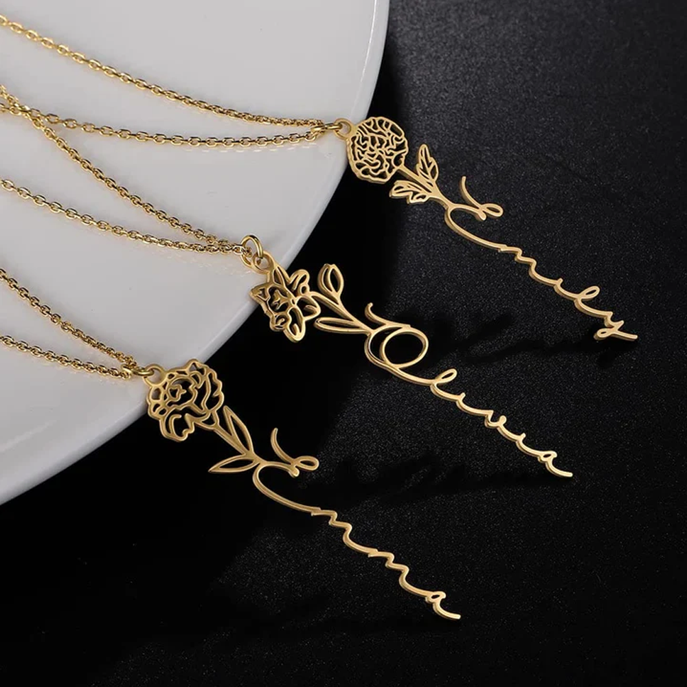 To my Daughter - Never forget that I love you, Dad - Birth Flower Name Necklace