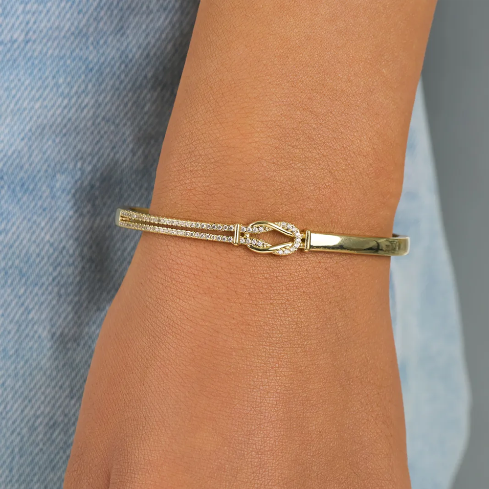 Knot Tied By God Mother-Daughter Bangle - Gold