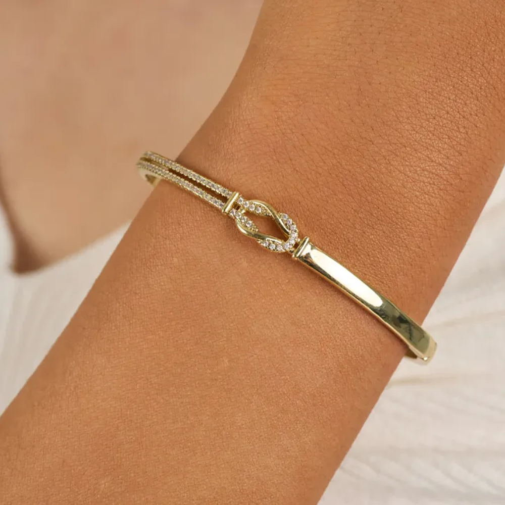 Knot Tied By God Mother-Daughter Bangle - Gold