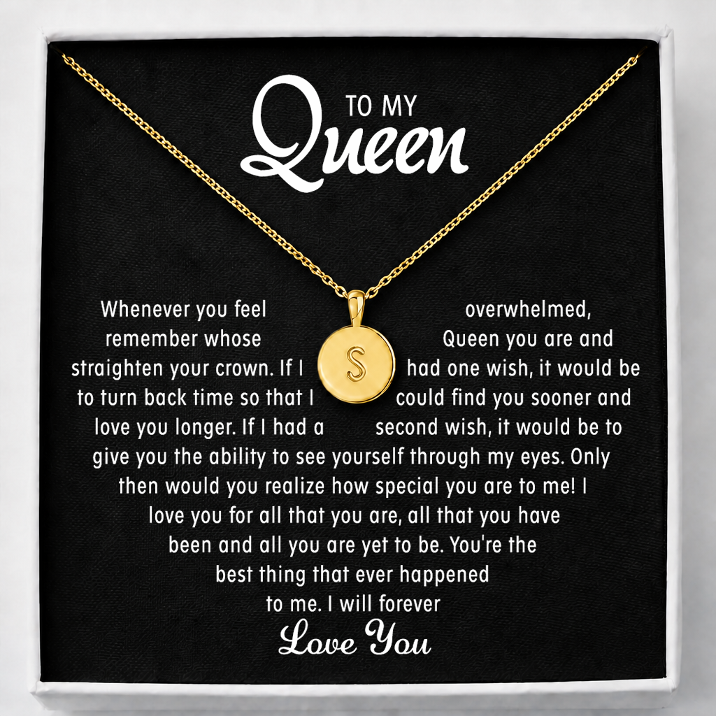 To My Queen - Name Initial Letter Necklace