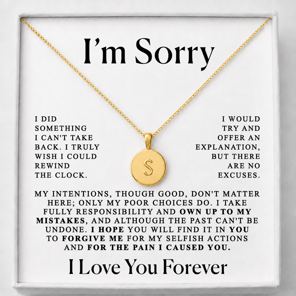 Apology Gift For Her - Name Initial Letter Necklace