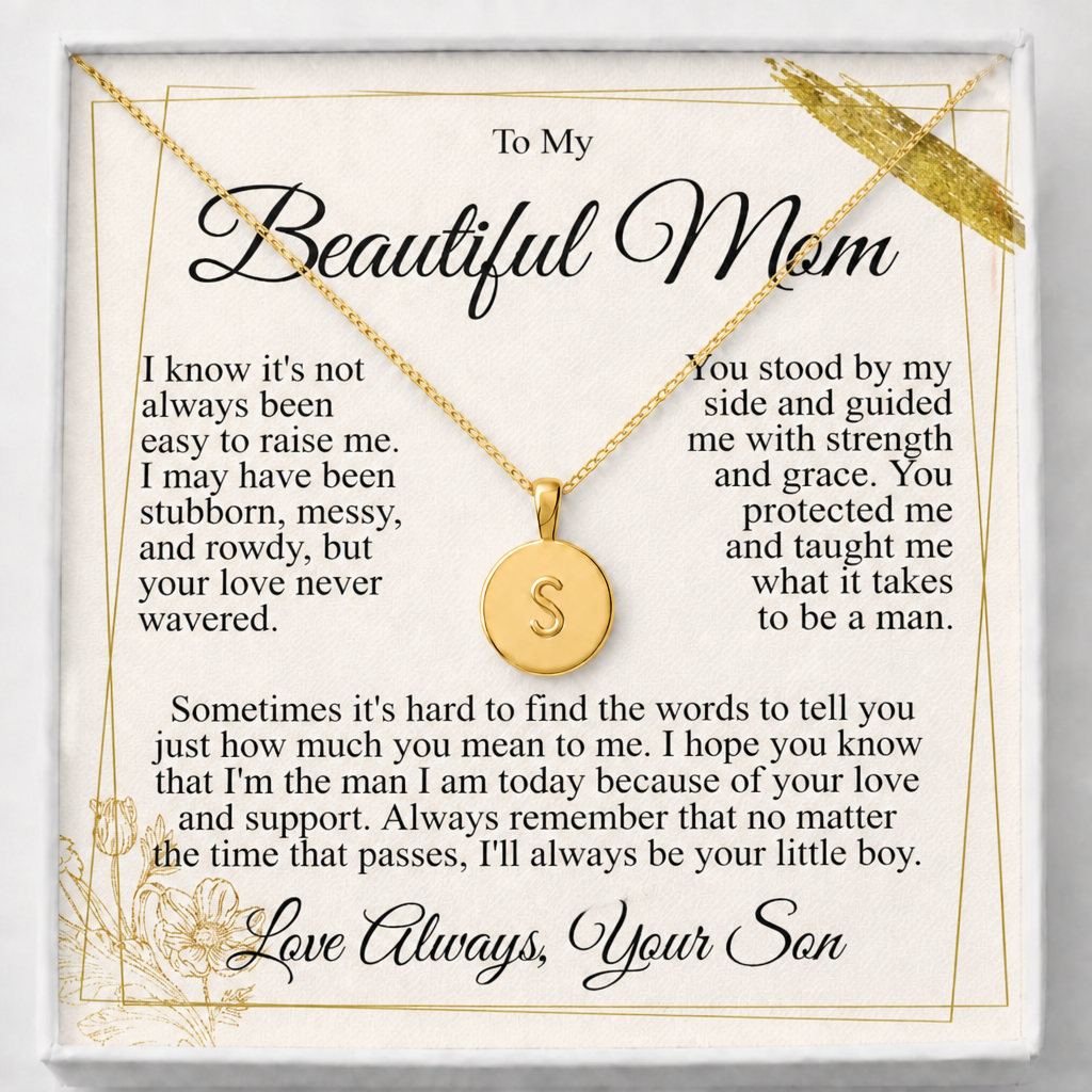 To My Mom - Name Initial Letter Necklace