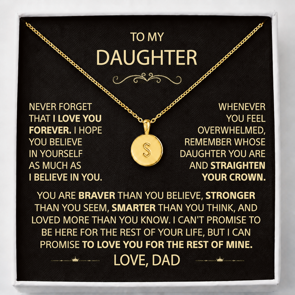 To My Daughter - Name Initial Letter Necklace