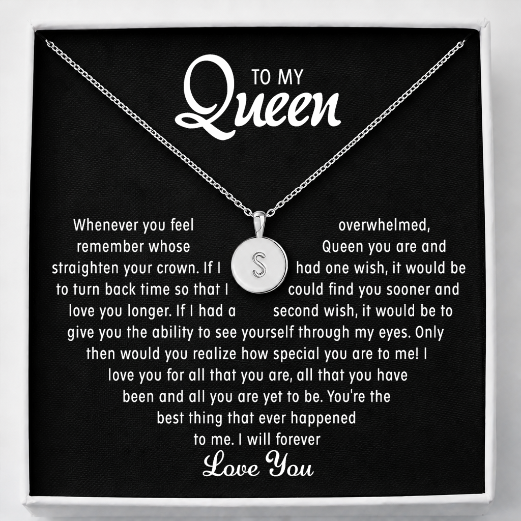 To My Queen - Name Initial Letter Necklace