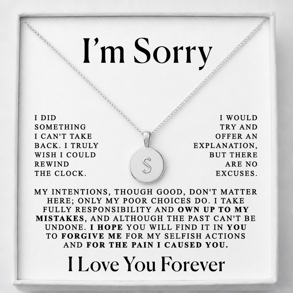 Apology Gift For Her - Name Initial Letter Necklace