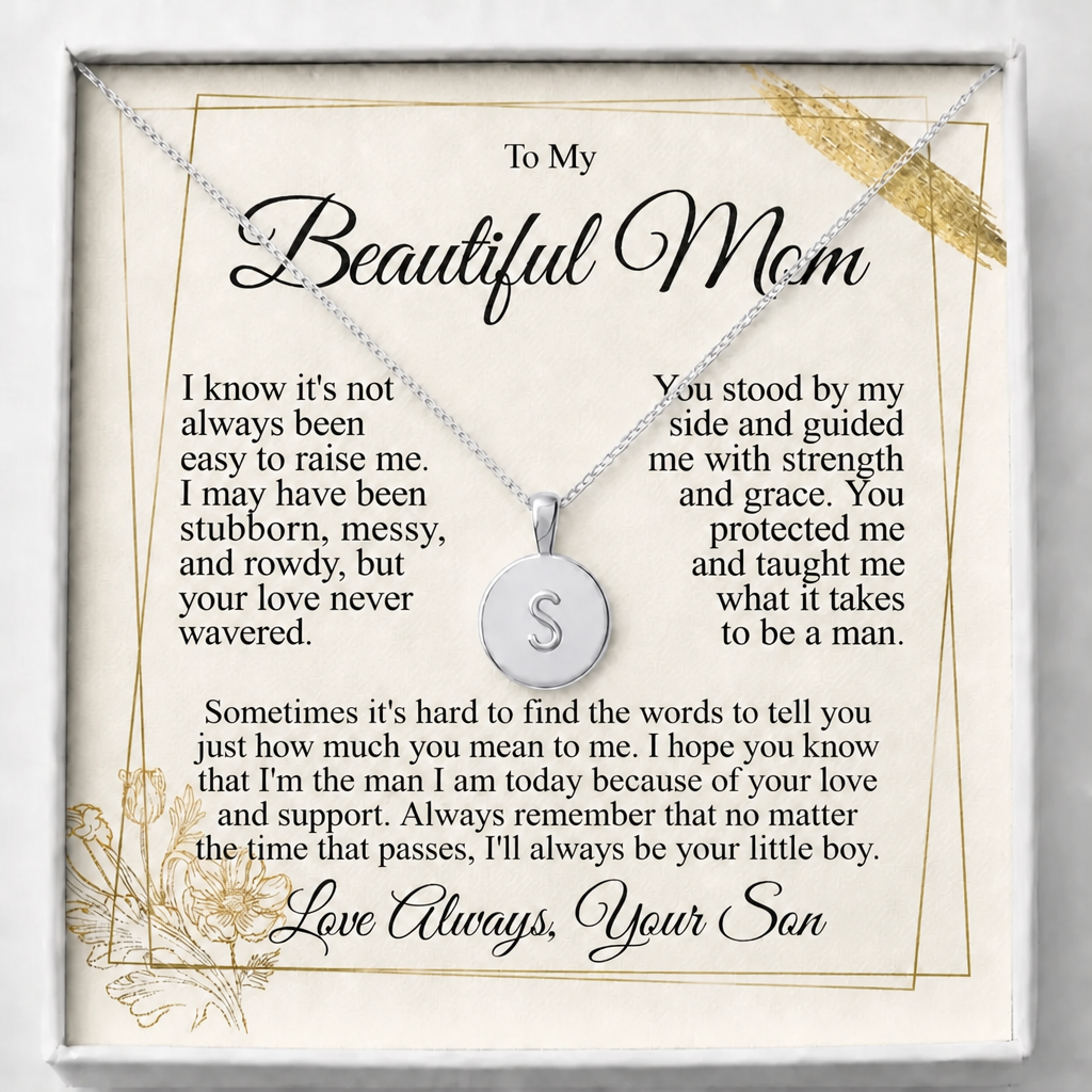 To My Mom - Name Initial Letter Necklace