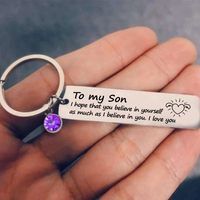 Family keychain - Birthstone keyring pendant