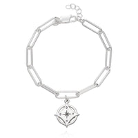 Compass engraved bracelet with diamonds - Forever linked