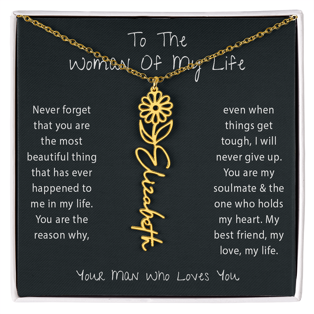 To The Love of My Life - Birth Flower Name Necklace