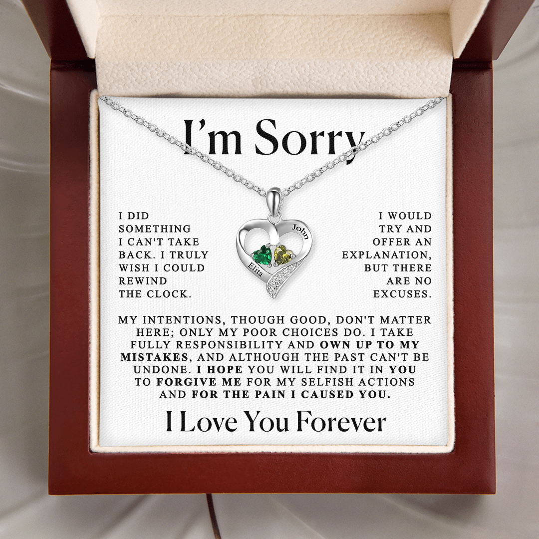 Apology Gift For Her -  Personalized Heart necklace