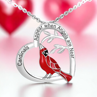 Cardinal heart pendant necklace