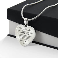 To my Daughter - “Never forget that I love you”, heart necklace - Gold