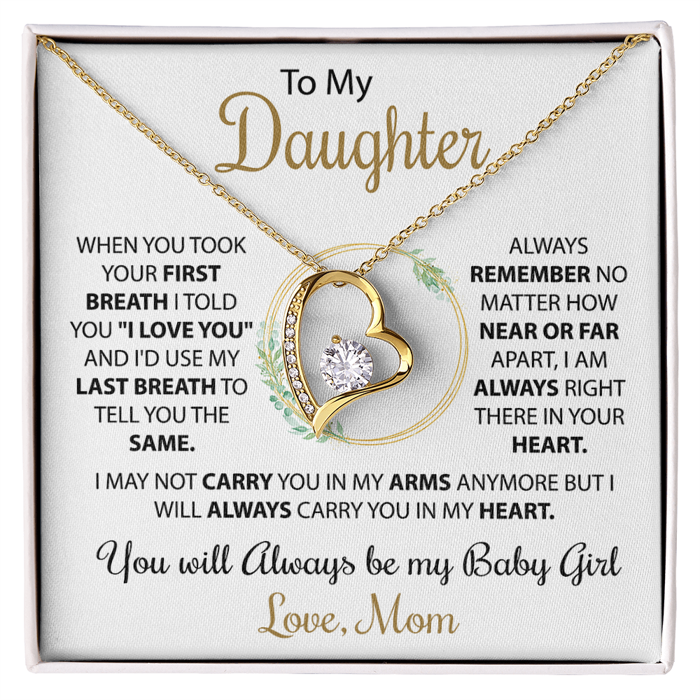 To My Daughter - Love Heart Necklace, from Mom