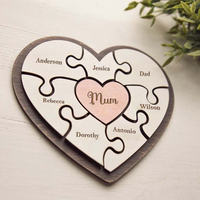 Wooden hearts - personalized family puzzle decoration