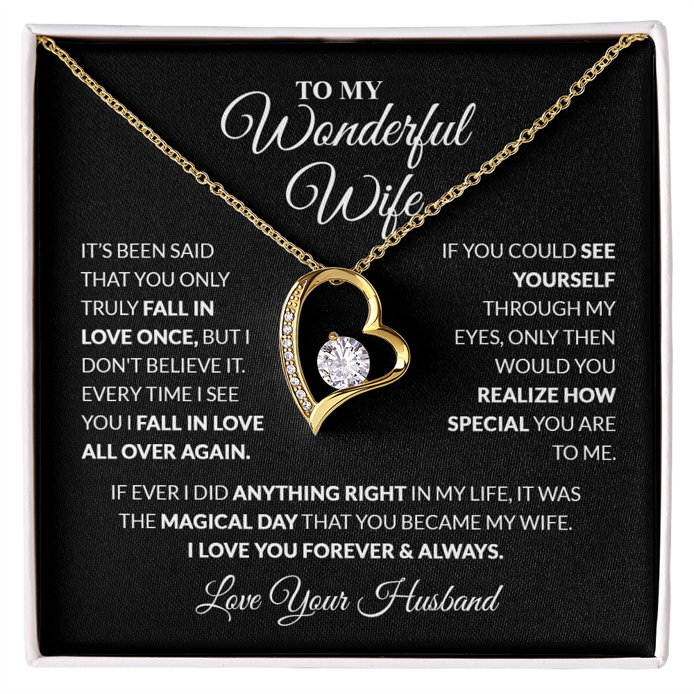 To My Wonderful Wife - Love, Your Husband - Heart Necklace