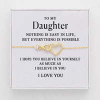 To my Daughter bracelet - Infinity heart - Gold