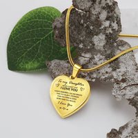 To my Daughter - “Never forget that I love you”, heart necklace - Gold