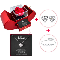 To my Soulmate - Real rose necklace + Silver bracelet + silver earrings