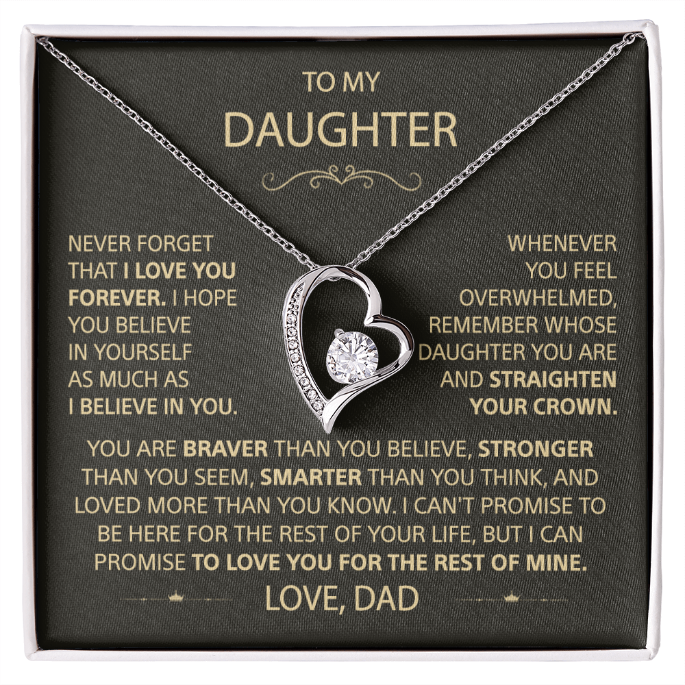 To my Daughter - I love you so much, Dad - Heart Necklace