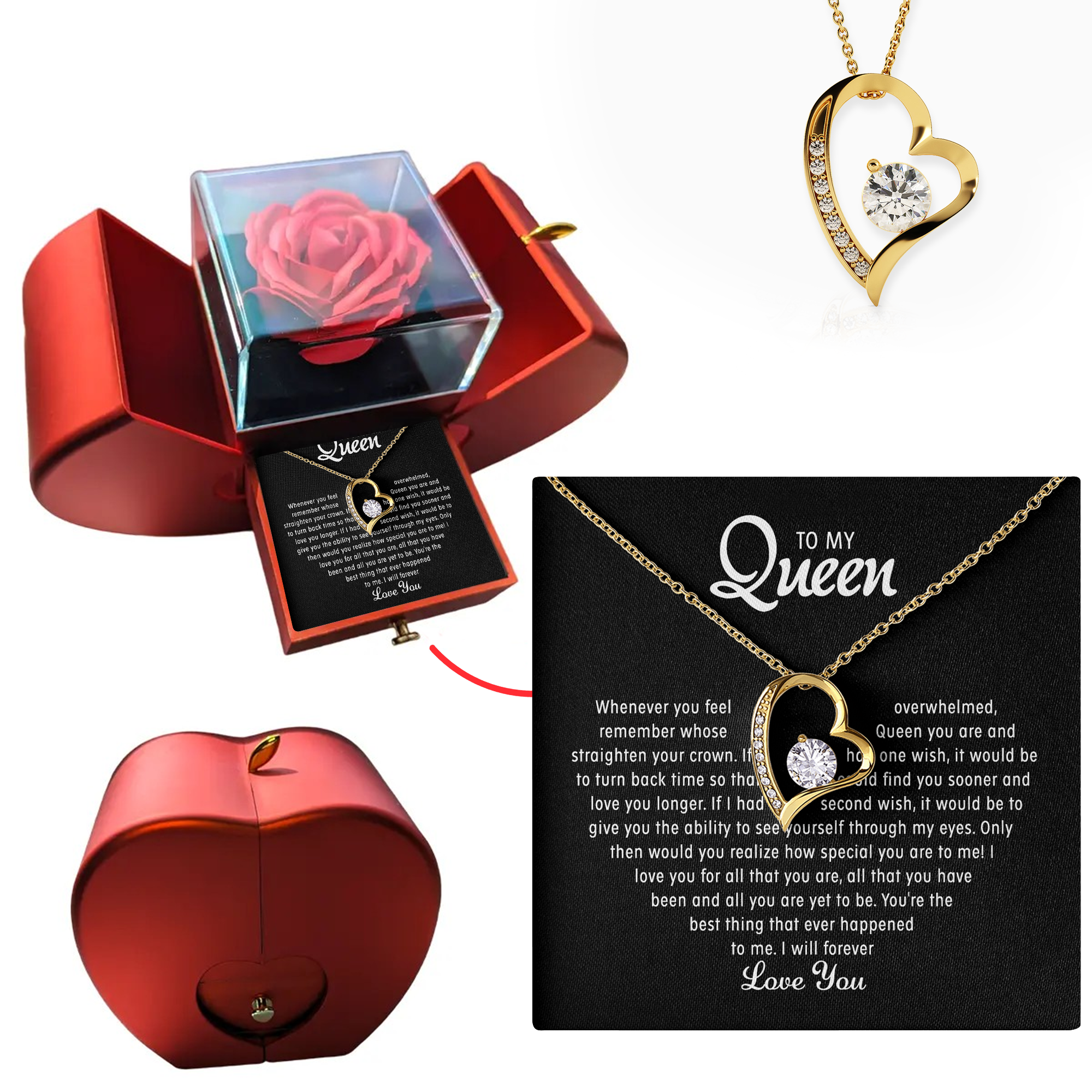 To my Queen - Forever Heart Necklace - Gold