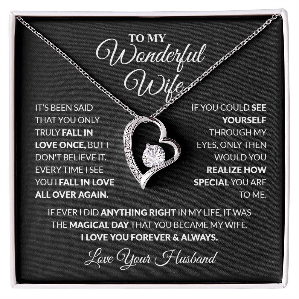 To My Wonderful Wife - Love, Your Husband - Heart Necklace