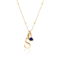 Personalised Initial & Droplet Birthstone Necklace