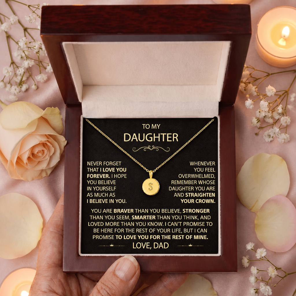 To My Daughter - Name Initial Letter Necklace