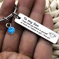 Family keychain - Birthstone keyring pendant