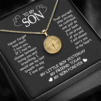 To my Son - “Never forget my love” - Compass necklace - Gold