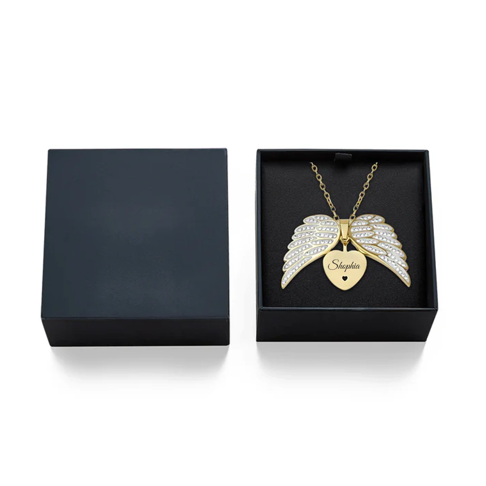 I will always hold you in my heart - Heart angel necklace - Gold