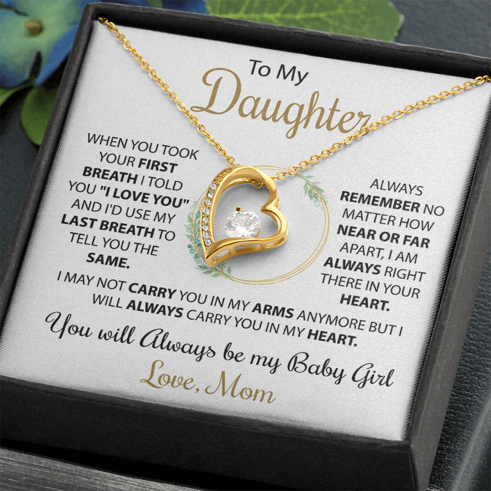To My Daughter - Love Heart Necklace, from Mom