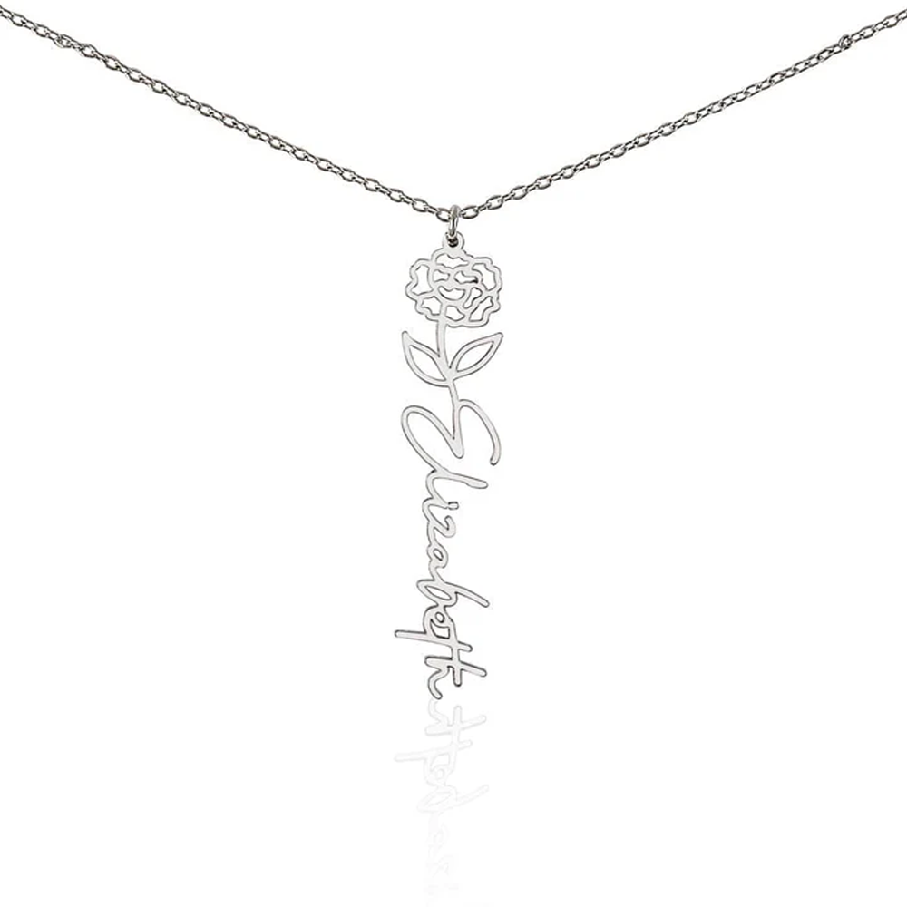To My Wife - Birth Flower Name Necklace