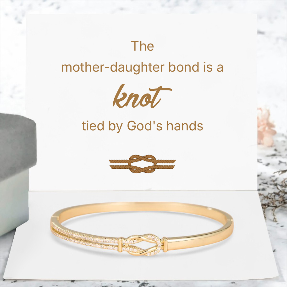 Knot Tied By God Mother-Daughter Bangle - Gold