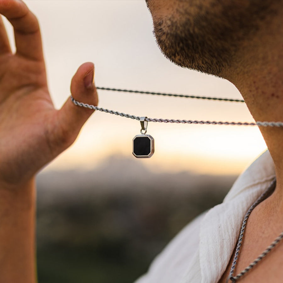 Geometric silver necklace