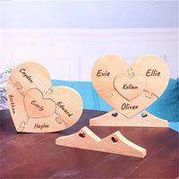 Wooden hearts - Family puzzle decoration