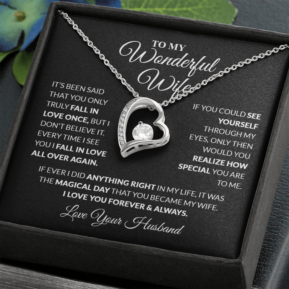 To My Wonderful Wife - Love, Your Husband - Heart Necklace