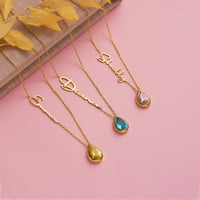 Luxus birthstone necklace - Always in my heart - Gold