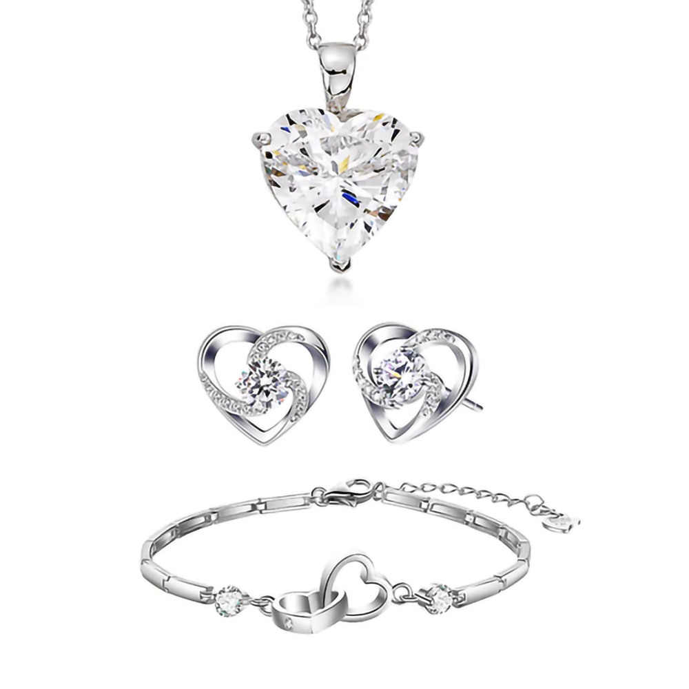 Sparkling love set - Necklace, Bracelet & Earrings