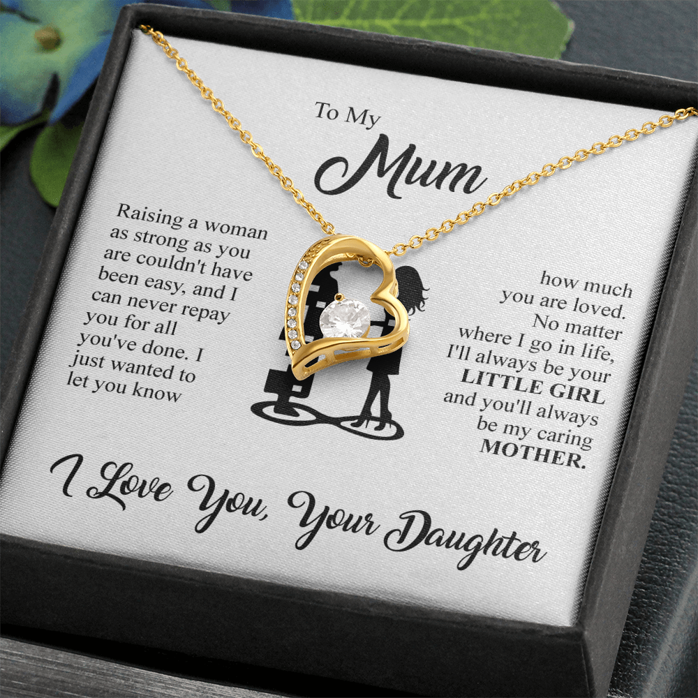 To My Loved Mother - Heart Necklace - Gold