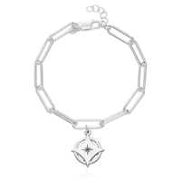 Compass engraved bracelet with diamonds - Forever linked