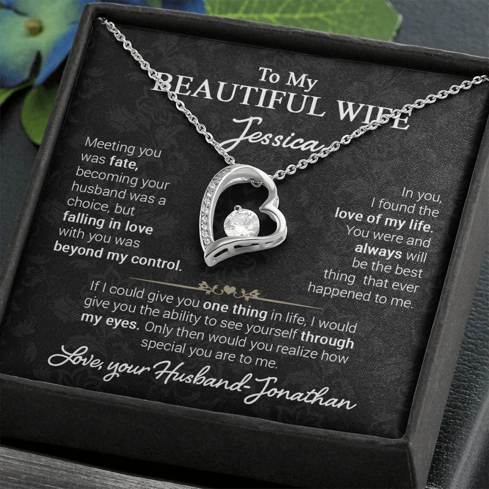 To my Beautiful Wife - Personalizable Heart necklace