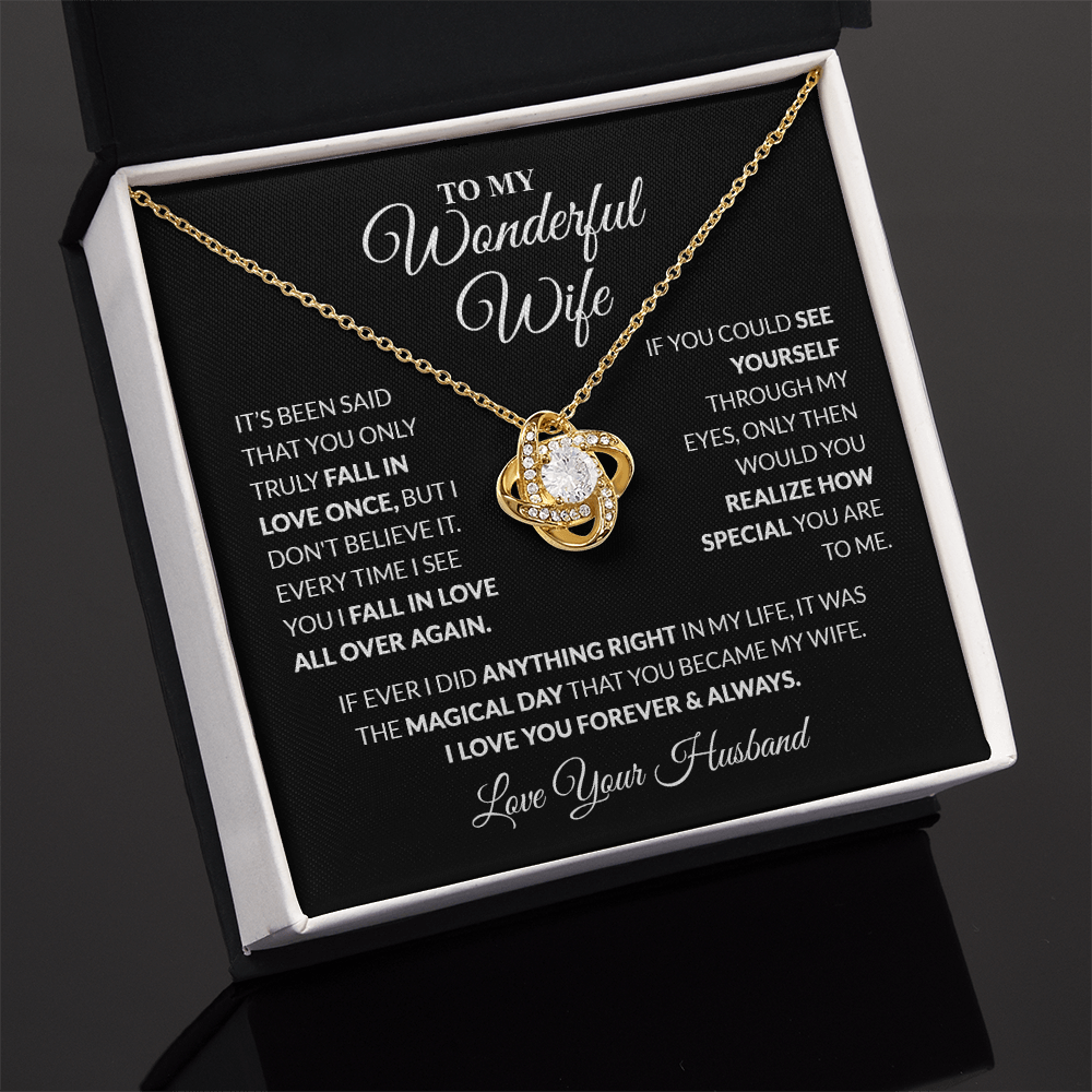 To My Wonderful Wife - Love, Your Husband - Knot Necklace