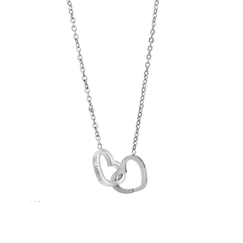 Forever Interlocked Hearts - Necklace & Rose Gift - Gold