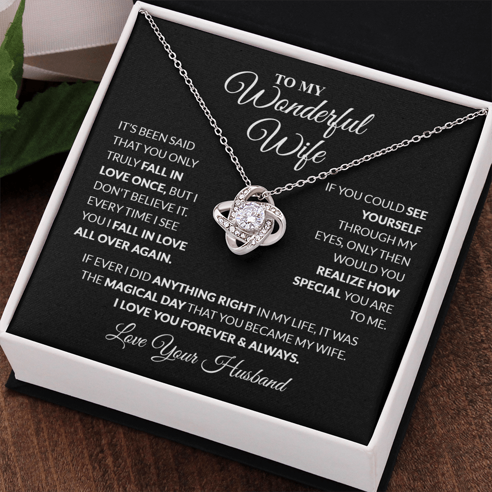 To My Wonderful Wife - Love, Your Husband - Knot Necklace