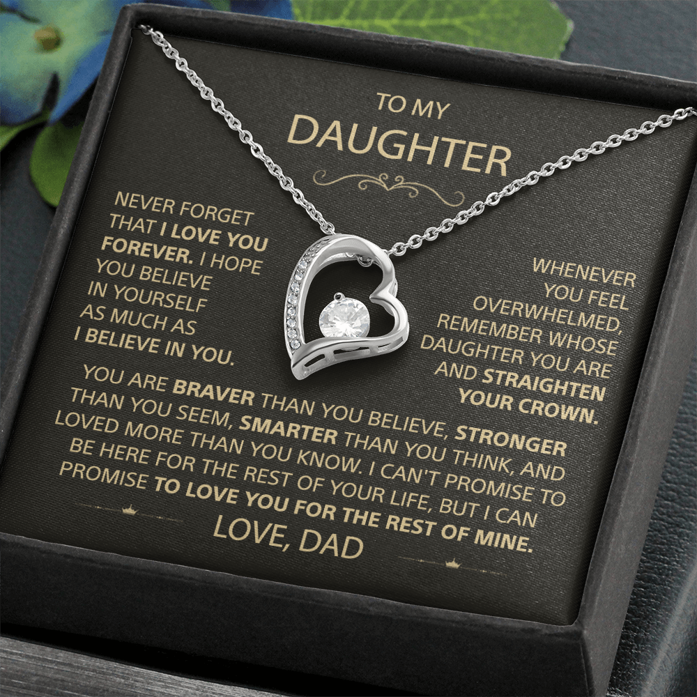 To my Daughter - I love you so much, Dad - Heart Necklace